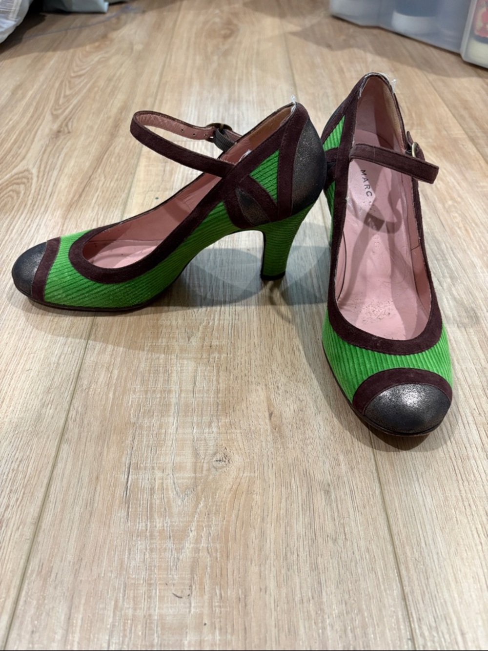 Vintage Marc Jacobs Green and Brown Mary Jane Heels 37